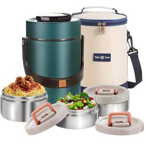 67 oz Stainless Steel Wide Mouth Thermo Food Soup Jars Bento with Carrying Case